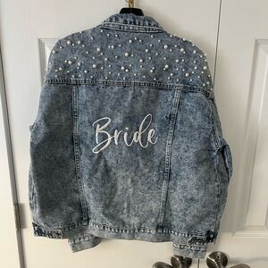 Denim Bride Jacket with Pearl Accents